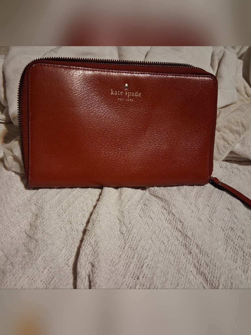 Kate Spade New York Red Pebble Leather Card Folio
